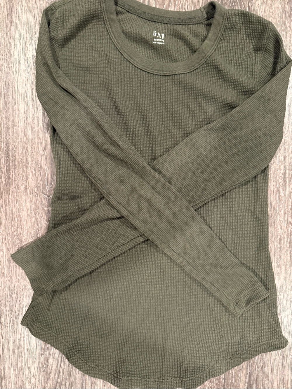 GAP Black Waffle Thermal Long Sleeve Top